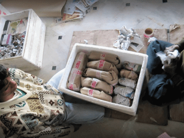 Fragile items packed in protective crates